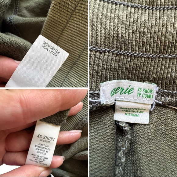 Aerie Olive Green Women's Mid Rise Drawstring Joggers Pockets Size XS Short - Picture 8 of 14